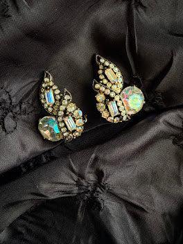 Hollycraft 1955 Demi Parure Aurora Borealis Brooch & Earrings-Hollycraft USA-Vintage Online
