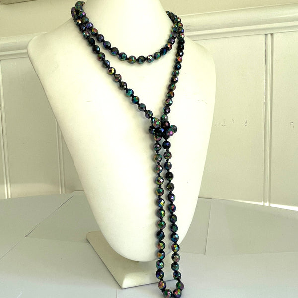 Long Carnival Glass Bead Vintage Necklace