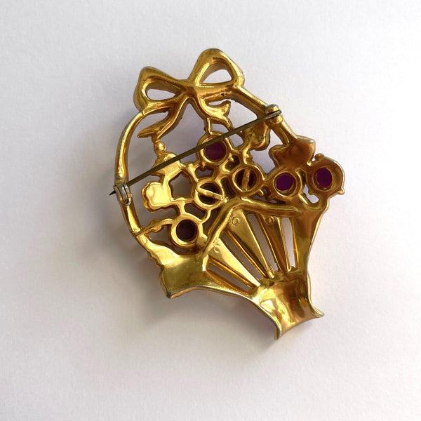 Golden basket Vintage brooch