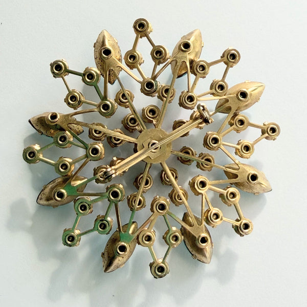 Large Rhinestone Aurora Borealis Snowflake Brooch