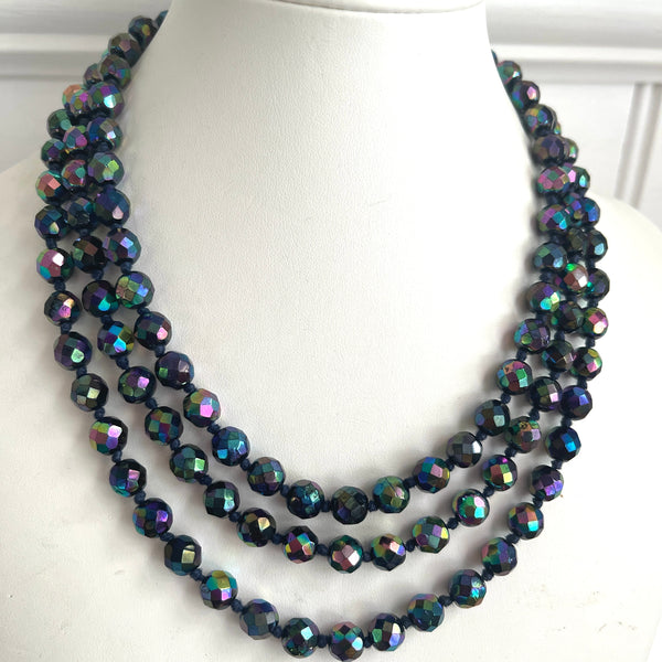 Long Carnival Glass Bead Vintage Necklace