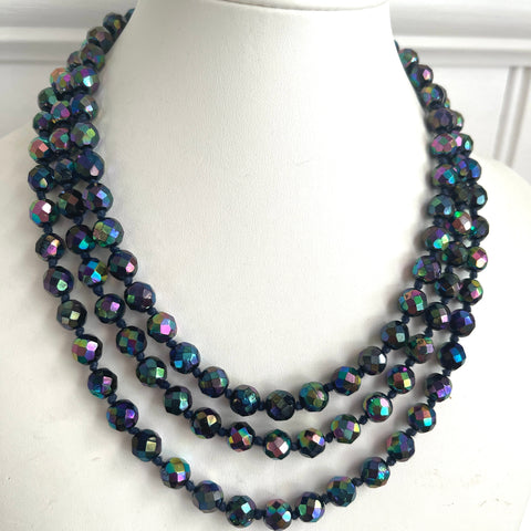 Long Carnival Glass Bead Vintage Necklace