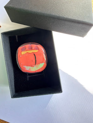 Modernist Hand Crafted Under Glass Design Brooch