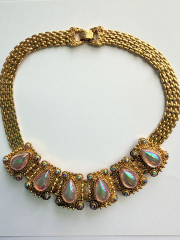 Oil Slick Rhinestone Set Choker 80's
