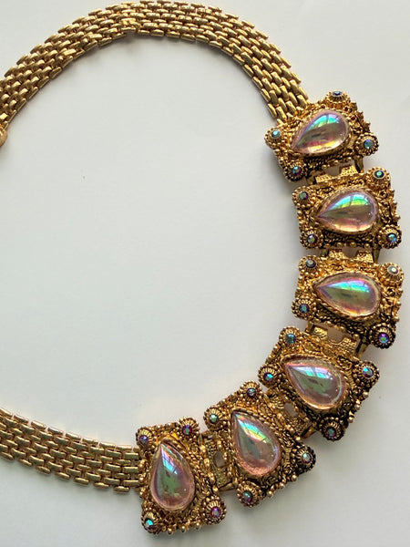 Oil Slick Rhinestone Set Choker 80's