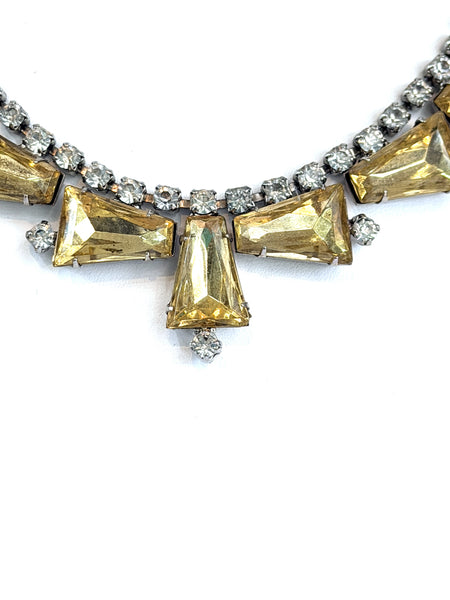 Yellow Rhinestone Vintage 60's Necklace