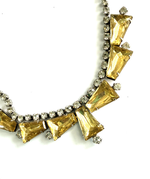 Yellow Rhinestone Vintage 60's Necklace