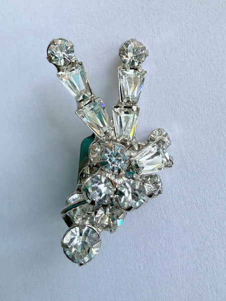 Rhinestone Bow Brooch & Matching Earrings