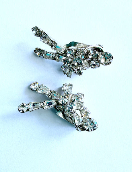 Rhinestone Bow Brooch & Matching Earrings