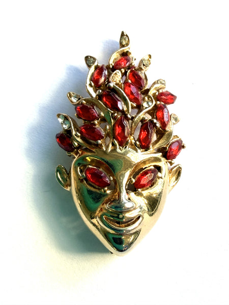 Asian Face Mask Vintage Brooch