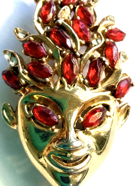 Asian Face Mask Vintage Brooch