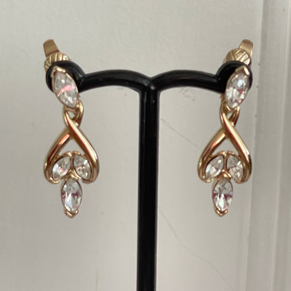 Trifari Vintage Rhinestone Earrings, Original Card