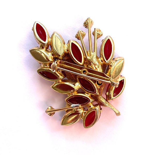 Ruby Rhinestone Vintage Brooch