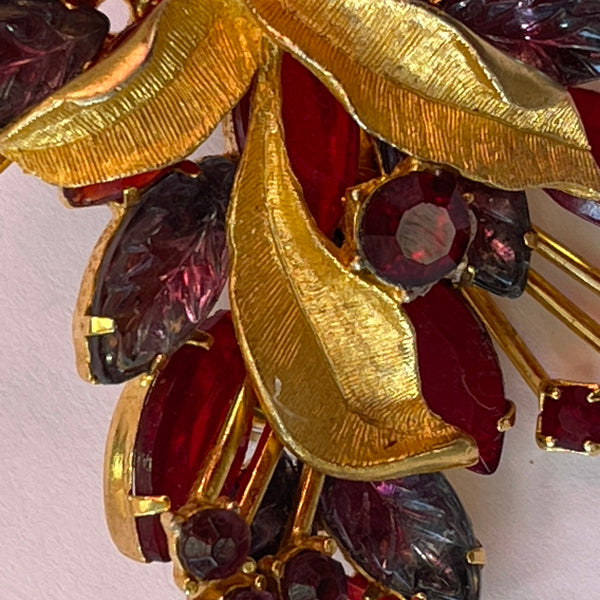 Ruby Rhinestone Vintage Brooch
