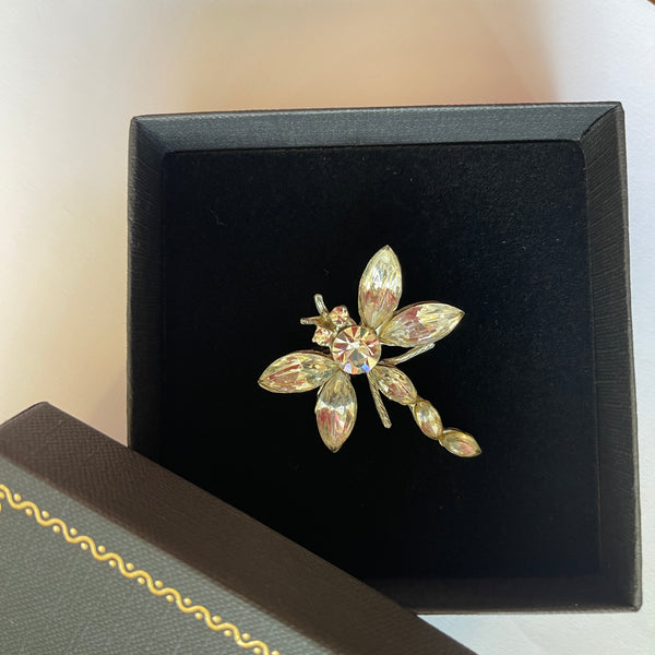 Paste Rhinestone Dragonfly Vintage Brooch