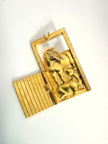 JJ USA Mother & Foal Vintage Brooch
