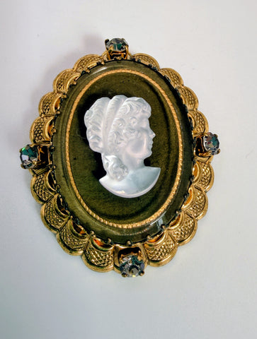 Cameo Brooch, W. Germany Vintage