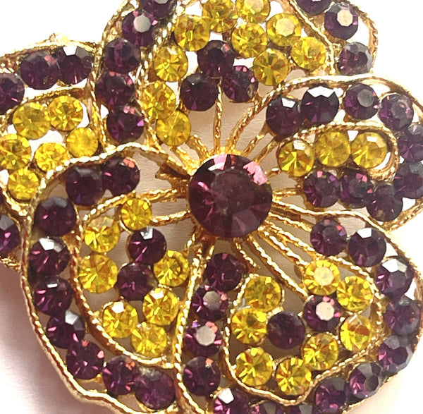 Rhinestone Pansy Brooch
