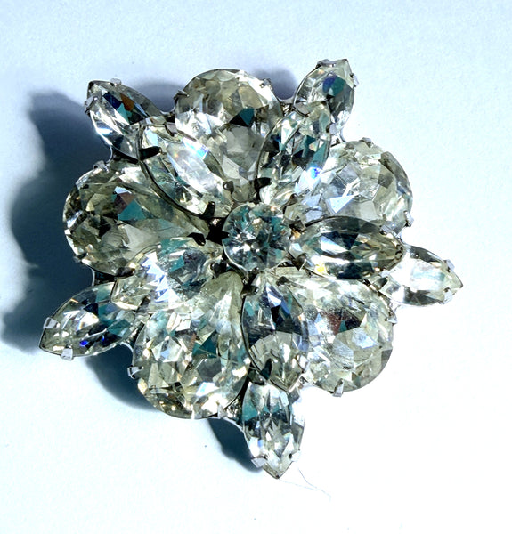 Marquise Vintage Rhinestone 60's Layered Brooch