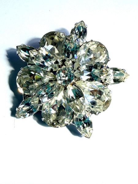 Marquise Vintage Rhinestone 60's Layered Brooch