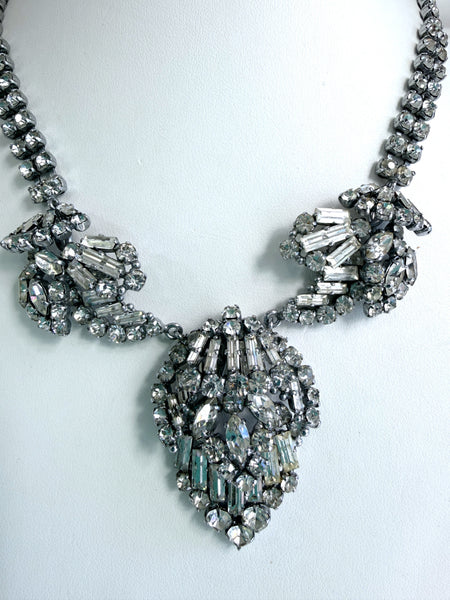 Art Deco Inspired Cluster Design Rhinestone Necklace