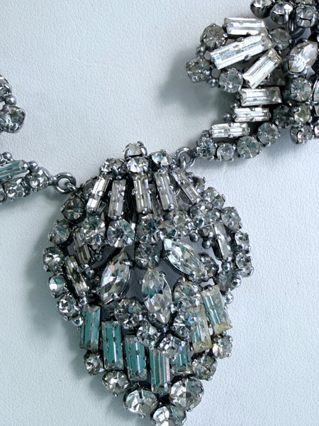 Art Deco Inspired Cluster Design Rhinestone Necklace