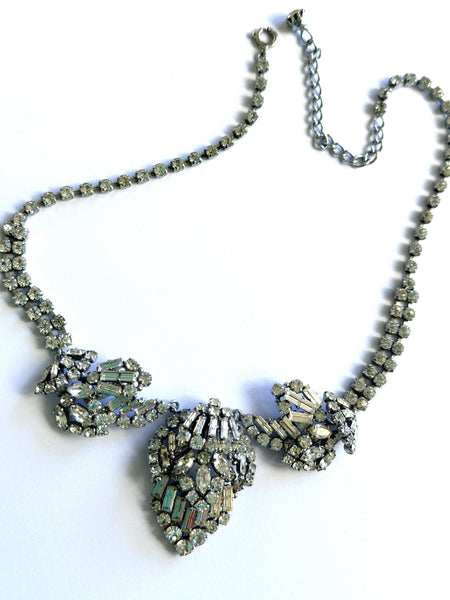 Art Deco Inspired Cluster Design Rhinestone Necklace