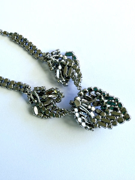 Art Deco Inspired Cluster Design Rhinestone Necklace
