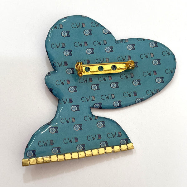 Lady Head, Wide Brimmed Cloche Handcrafted Brooch, Cat Walk Designs UK