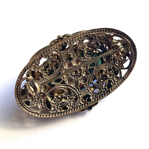 Peking Glass Czech Vintage Brooch