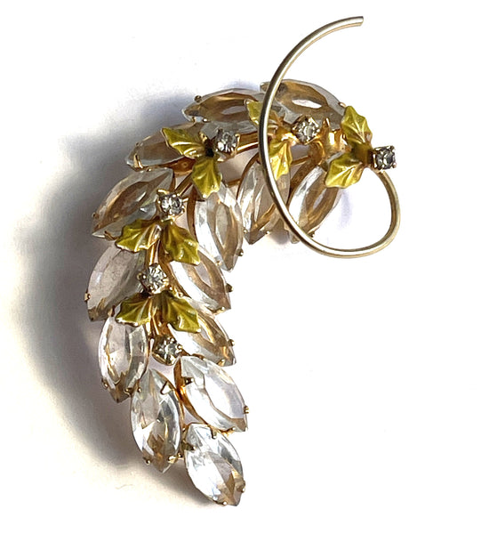 Crystal Rhinestone Earrings and Brooch Vintage Set