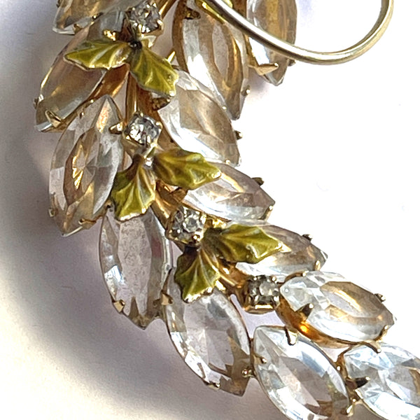 Crystal Rhinestone Earrings and Brooch Vintage Set
