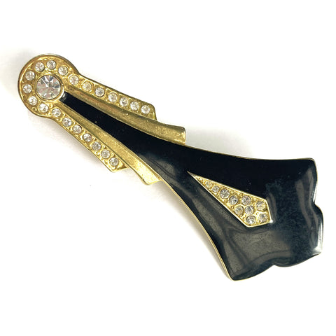 Deco Style Enamel & Rhinestone Brooch