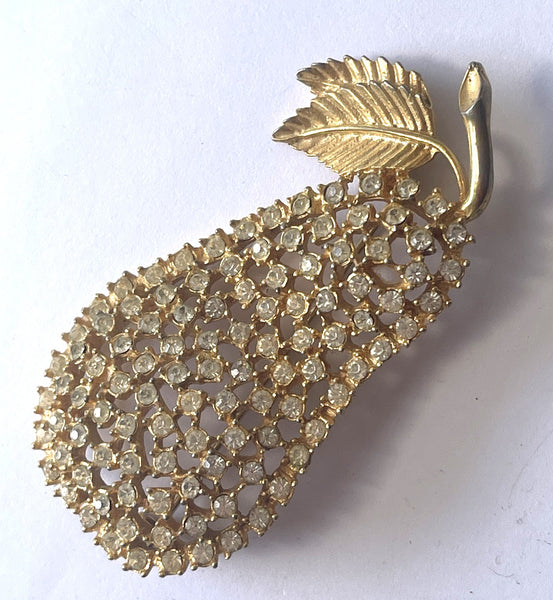 Rhinestone Set Pear Shaped Vintage Brooch