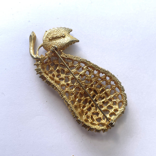 Rhinestone Set Pear Shaped Vintage Brooch