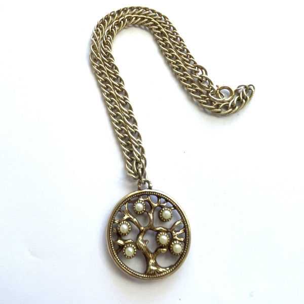 Reversible Gem stone and Pearl Tree of Life Pendant