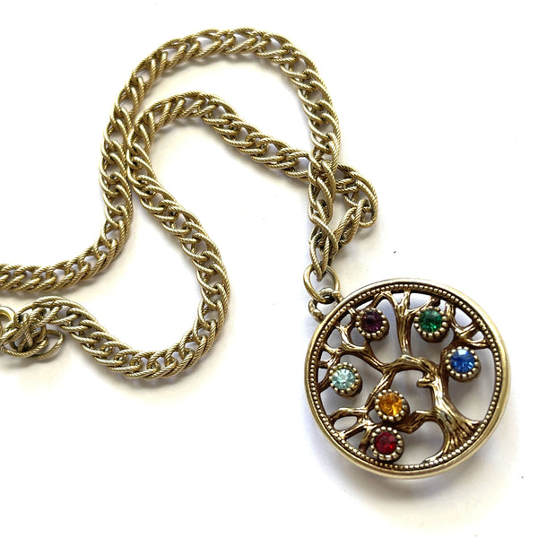 Reversible Gem stone and Pearl Tree of Life Pendant