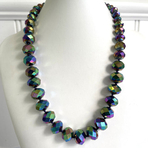 Irridescent Harlequin Bead Necklace-Vintageonline-Vintage Online