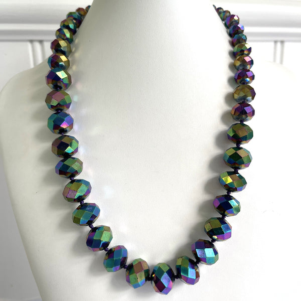 Irridescent Harlequin Bead Necklace-Vintageonline-Vintage Online