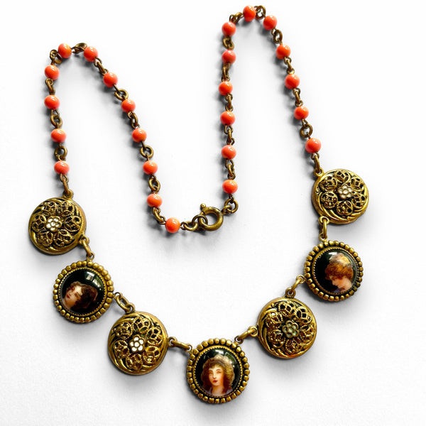 Italian Renaissance Style Antique Necklace-Vintageonline-Vintage Online