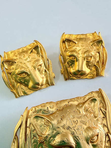 JJ Jonette Leopard Brooch and Earrings 1986-JJ Jonette-Vintage Online