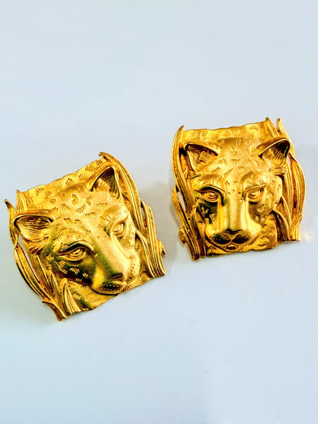 JJ Jonette Leopard Brooch and Earrings 1986-JJ Jonette-Vintage Online
