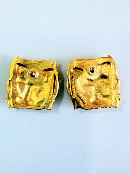 JJ Jonette Leopard Brooch and Earrings 1986-JJ Jonette-Vintage Online