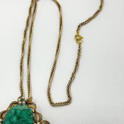 Jadeite Pearl Pendant Brooch-Vintageonline-Vintage Online