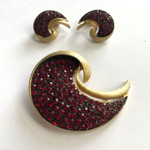 Jonette USA 1980's Brooch and Earrings-JJ Jonette Jewellery Company USA-Vintage Online