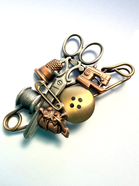 K & T Designer Vintage Sewing Tools Brooch-K & T-Vintage Online