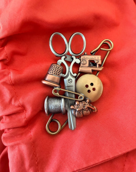 K & T Designer Vintage Sewing Tools Brooch-K & T-Vintage Online