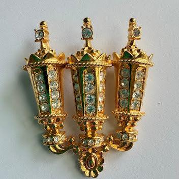 KJL Parisian Street Lamp Vintage Brooch Pendant-KENNETH JAY LANE-Vintage Online
