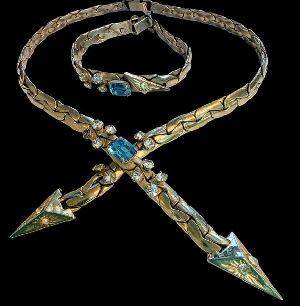 Kafin of New York Vintage Mid Century Snake Design Choker Necklace & Bracelet-KAFIN OF NEW YORK-Vintage Online