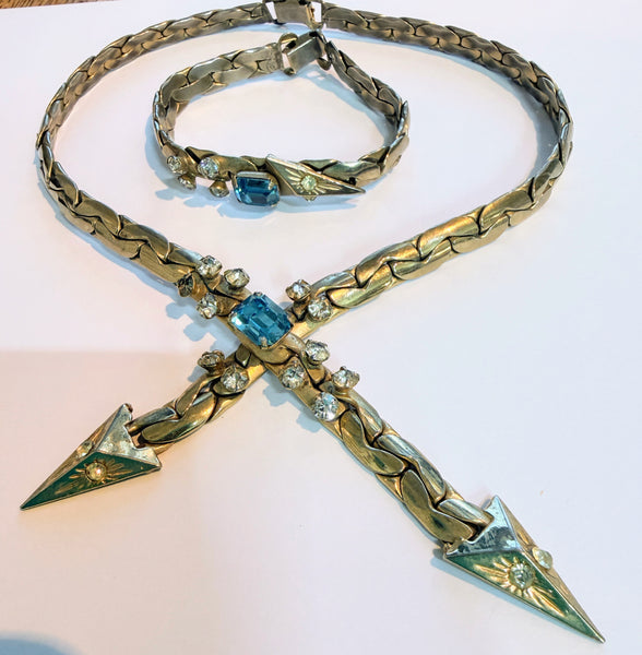 Kafin of New York Vintage Mid Century Snake Design Choker Necklace & Bracelet-KAFIN OF NEW YORK-Vintage Online